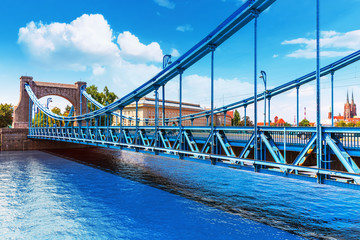Obraz premium Grunwald Bridge in Wroclaw, Poland