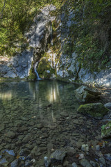 Fototapeta na wymiar Montenars, Tulin waterfall. Orvenco stream
