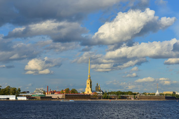 Fototapeta premium Clouds over Peter and Paul Fortress (1703-1740). Saint Petersburg, Russia
