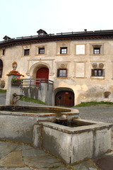 Fototapeta na wymiar traditional village Guarda in Engadine valley, Switzerland