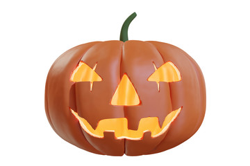 Scary halloween pumpkin on white background