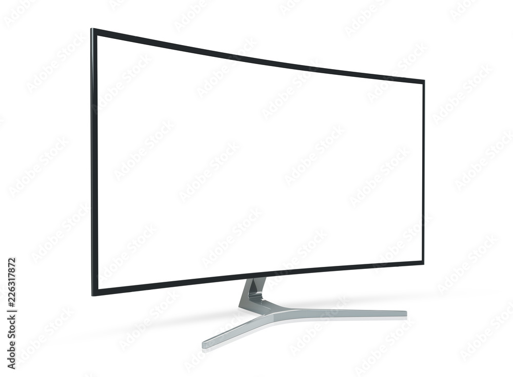 Poster Side view of curved monitor computer 3D rendering