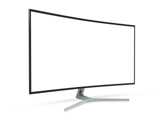 Side view of curved monitor computer 3D rendering