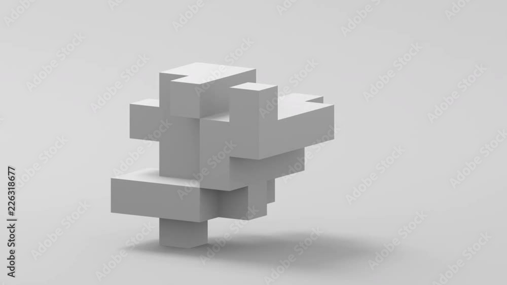 Aufkleber Abstract 3d rendering of shape from cubes. Cgi looped animation. Modern background with geometric composition. Balance concept. Seamless motion design. 4k UHD