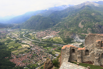 Fototapeta na wymiar Susa valley viewed from Sacra di San Michele of Piedmont, Italy