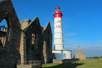 Leuchtturm am Pointe Saint Mathieu, Bretagne, Frankreich