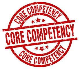 core competency round red grunge stamp
