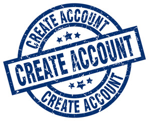 create account blue round grunge stamp
