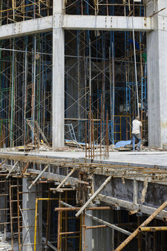 Construction worker site building background