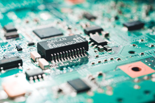 Computer circuit board. High technology. Electric circuit. Motherboard. Laptop motherboard