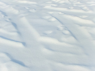 Shadows and patterns on the surface of snow
