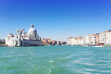 Fototapeta na wymiar Basilica Santa Maria della Salute and Grand canal, Venice, Italy