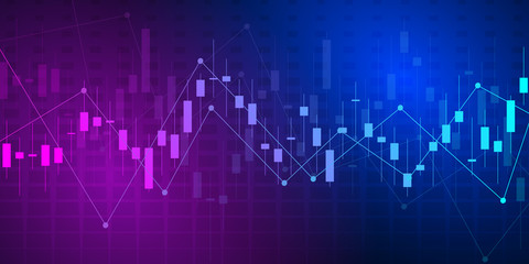 Business candle stick graph chart of stock market investment trading. Trend of graph. Vector illustration