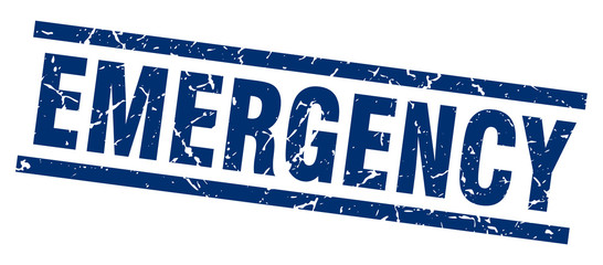 square grunge blue emergency stamp