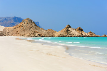 Idillyc seascape with rocks in Detwah Lagoon. Socotra island, Ye