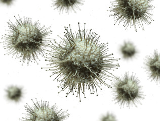 Virus cells 3d illustration with depth of field isolated on white background