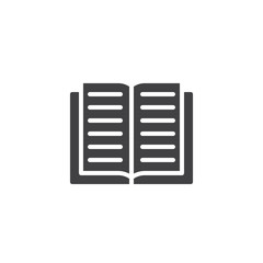 Open book vector icon. filled flat sign for mobile concept and web design. Note book pages simple solid icon. Symbol, logo illustration. Pixel perfect vector graphics