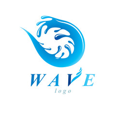 Fototapeta premium Fresh mineral water design vector emblem for use as marketing design symbol. Alternative medicine concept.