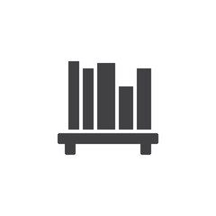Stack of books on shelf vector icon. filled flat sign for mobile concept and web design. education bookshelf simple solid icon. Symbol, logo illustration. Pixel perfect vector graphics