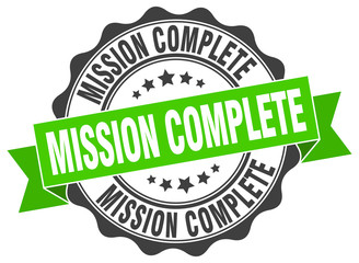 mission complete stamp. sign. seal