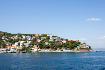 Fototapeta na wymiar Bright summer island in the Sea of Marmara