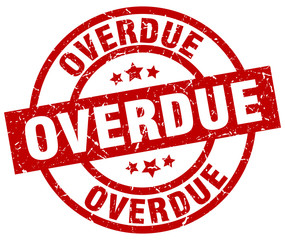 overdue round red grunge stamp