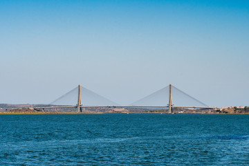 Guadiana International Bridge connecting Ayamonte town in Spain and Castro Marim town in Portugal