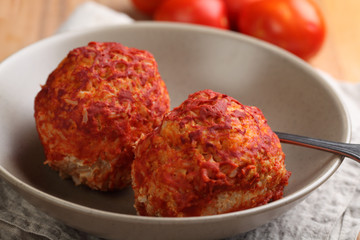 Rice and beef meatballs