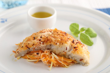 Baked cod with vegetables