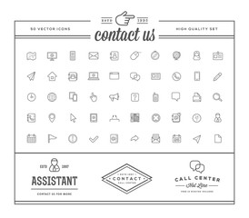 Set of Contact us Service Elements and Assistance Support can be used as Logo or Icon in premium quality with Logotype Samples
