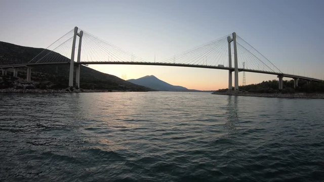 Chalcis' Bridge connecting the island of Euboea with the mainland of Greece. The Euripus Bridge or Chalcis Bridge, a cable-stayed suspension bridge opened in 1993, joins Chalcis to the mainland.