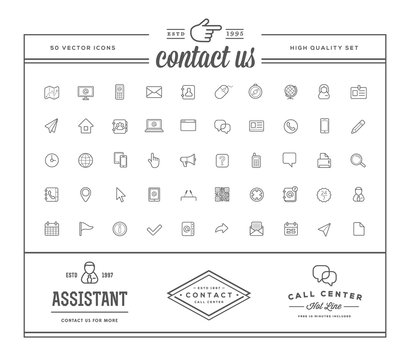 Set of Contact us Service Elements and Assistance Support can be used as Logo or Icon in premium quality with Logotype Samples