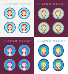 Vector Face Cleaning And Care Actions Illustration Big Set