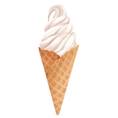 Vanilla ice cream cone isolated on white