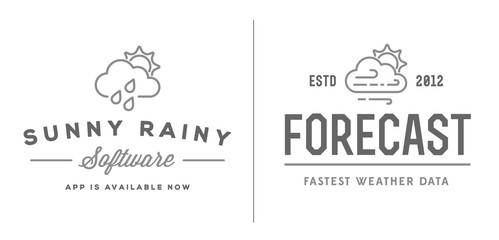 Set of Vector Weather Icons and Logotypes of Business Forecasting Apps and Channels