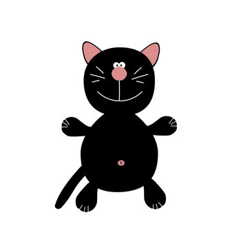 cartoon black cat. vector illustration