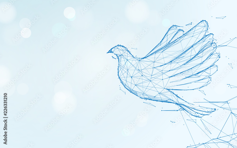 Aufkleber Pigeon flying form lines, triangles and particle style design. Illustration vector