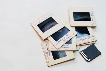 Old 35mm slides and modern memory card