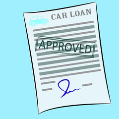 the car loan application form with approved stamp