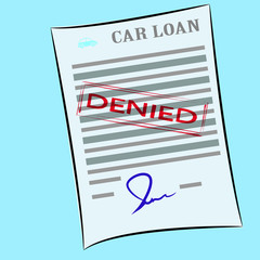 the car loan application form with denied stamp