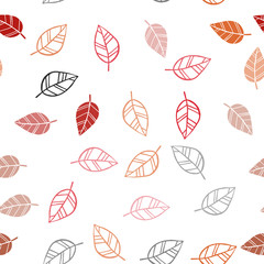 Light Red vector seamless natural pattern with leaves.