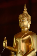 Golden buddha state in the art style as background