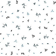 Light Blue, Red vector seamless doodle background with leaves.