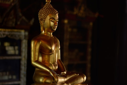 Golden buddha state in the art style as background