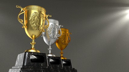 Shiny trophy isolated over background