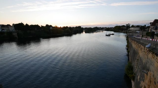 Dordogne river at dusk, Bergerac, France