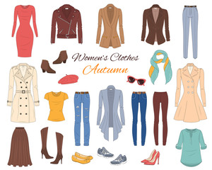 Women's clothes collection. Vector illustration.