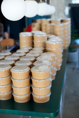 cooked hot food in boxes