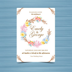Floral Wedding Invitation with Beautiful Flower Frame