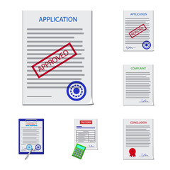 Vector illustration of form and document symbol. Set of form and mark stock vector illustration.